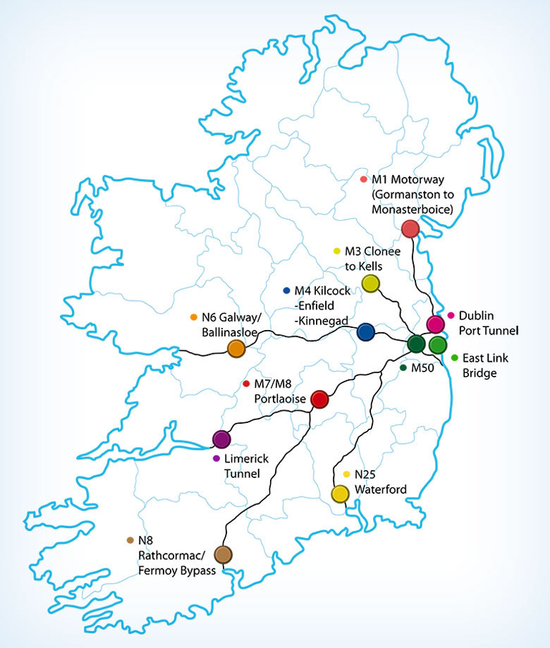 Ireland E Toll Road Map