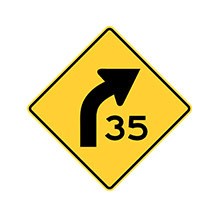 United_States_of_ America_Traffic_Sign_Curve_With_Speed_Advisory