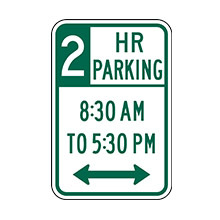 United States Traffic Sign Parking with Time Restrictions