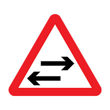 UK Traffic Sign Two-way Traffic on Route Crossing Ahead