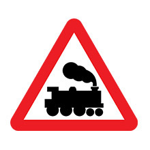 UK Traffic Sign Level Crossing Without Barrier or Gate Ahead