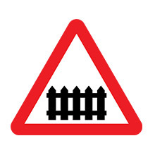 UK Traffic Sign Level Crossing WIth Barrier or Gate Ahead